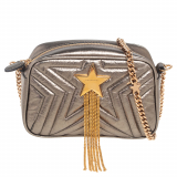 Stella McCartney Metallic Olive Green Quilted Faux Leather Stella Star Crossbody Bag