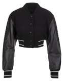 Woman Black Givenchy 4g Short Bomber In Wool And Leather